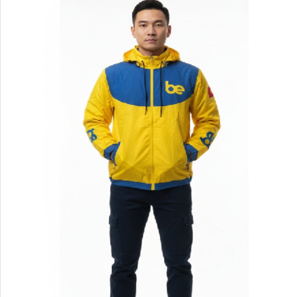 Be Yellow Full Zip Hooded Windbreaker Jacket Size Medium Official New